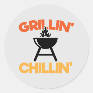 Cool Grillin Chillin word art  Classic Round Sticker
