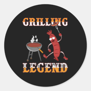 Cool grilling legend word art classic round sticker