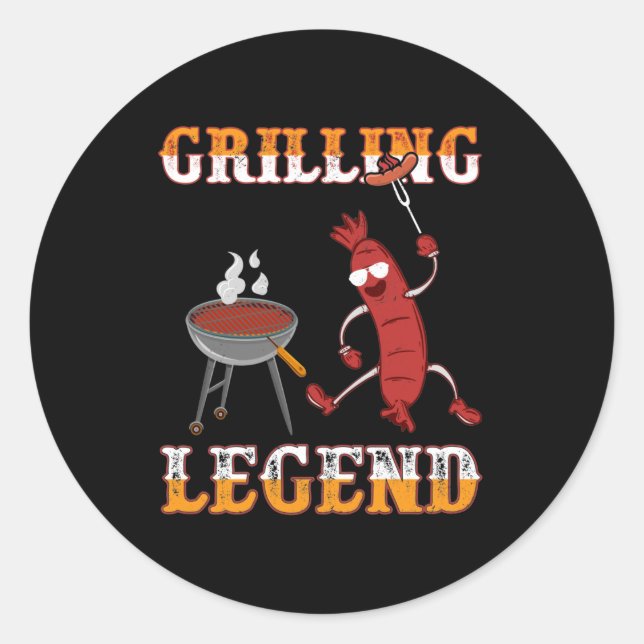 Cool grilling legend word art classic round sticker (Front)
