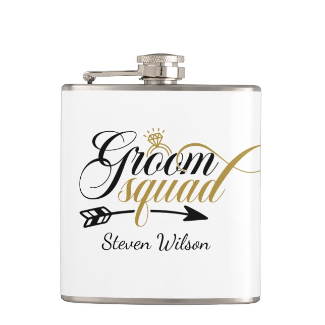 Cool Groom Squad add name  Hip Flask (Front)