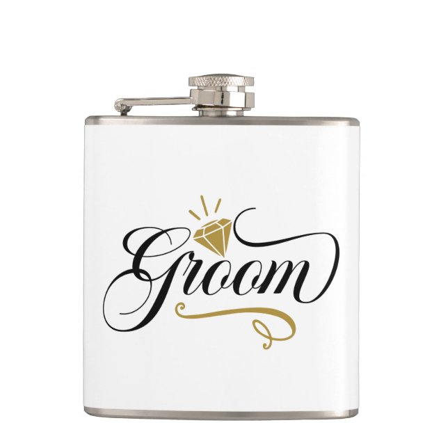 Cool Groom Wedding add name  Hip Flask (Front)