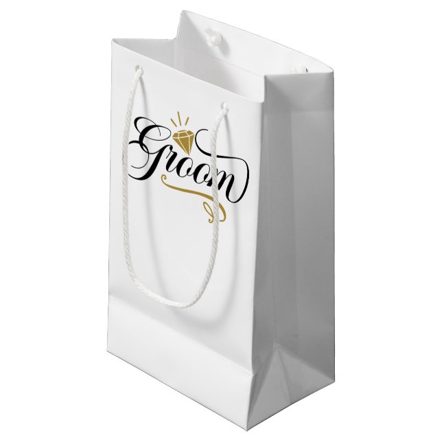 Cool Groom Wedding word art  Small Gift Bag (Front Angled)