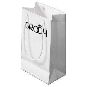 Cool Groom word art Wedding party Small Gift Bag