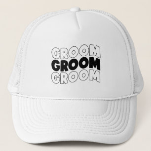 Cool Groom word art Wedding party  Trucker Hat