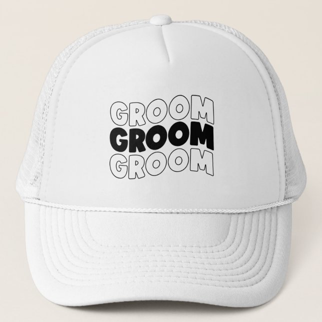 Cool Groom word art Wedding party  Trucker Hat (Front)