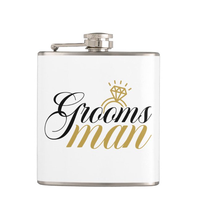 Cool Groomsman word art Wedding Hip Flask (Front)