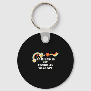 Cool groovy quote camping is favourite therapy key ring