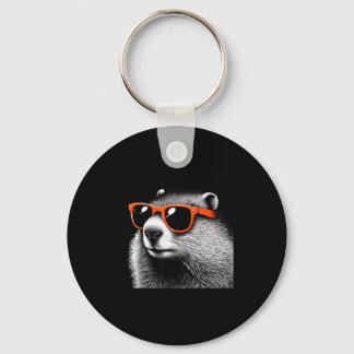 Cool Groundhog Wearing Sungles Graphic Art _3  Key Ring