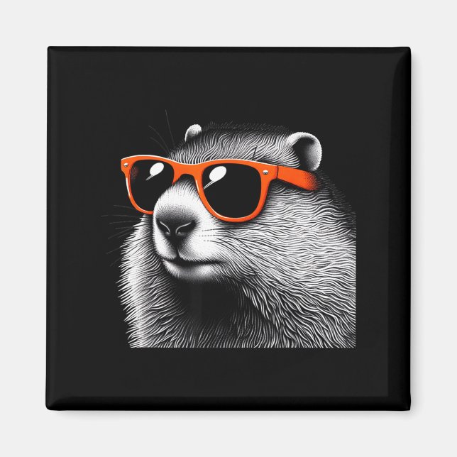 Cool Groundhog Wearing Sungles Graphic Art _3  Magnet (Front)