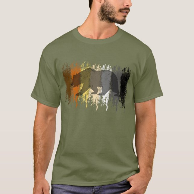 Cool Grunge Bear Shadow Gay Bear Pride T-Shirt (Front)