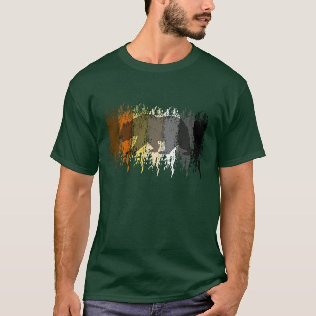 Cool Grunge Bear Shadow Gay Bear Pride T-Shirt (Front)