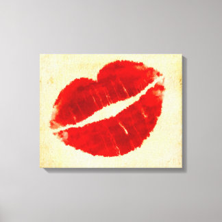 Cool Grunge Big Red Lips Canvas Print
