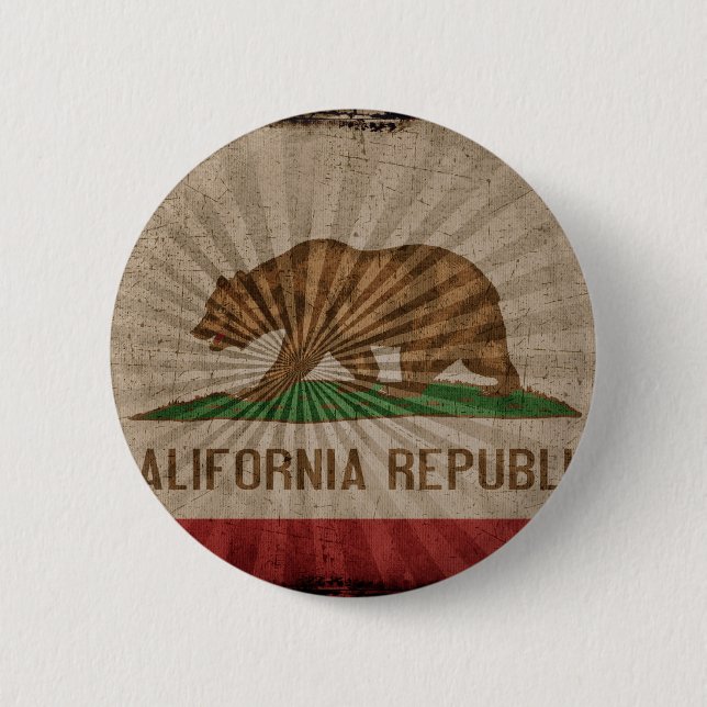 Cool Grunge California Flag 6 Cm Round Badge (Front)