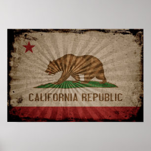 Cool Grunge California Flag Poster