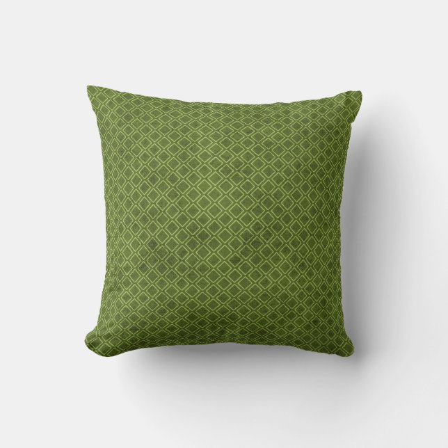 Cool Grunge Green Geometric Diamond Argyle Pattern Cushion (Front)