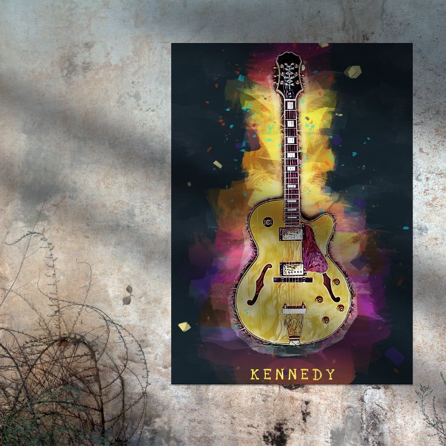 Cool Grunge Guitar Art Personalized Poster (Creator Uploaded)