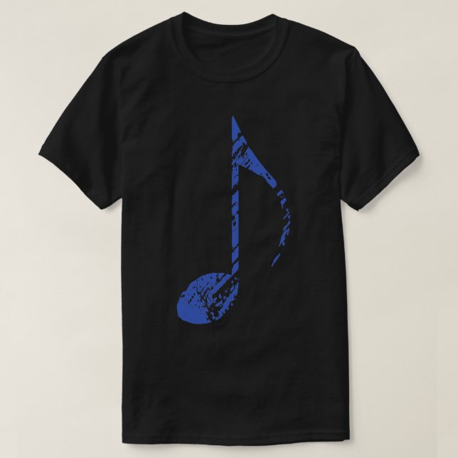 Cool Grunge Music Note Blue T-Shirt (Design Front)