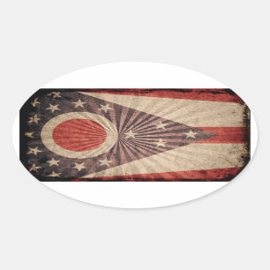 Cool Grunge Ohio Flag Oval Sticker