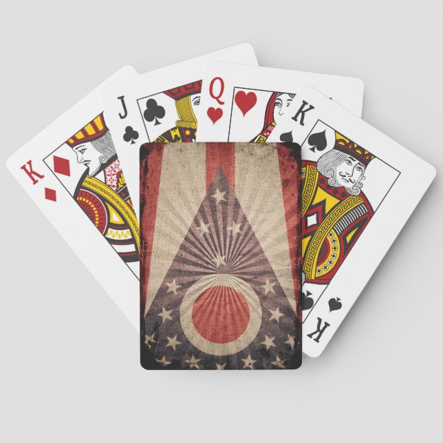 Cool Grunge Ohio Flag Playing Cards (Back)