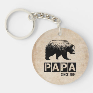 Cool Grunge Papa Since Custom Year Bear Key Ring