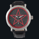 Cool Grunge Pentacle Symbol Personalised Unisex Watch<br><div class="desc">PENTAGRAM Personalised Watch - Gothic Pagan Witchcraft Witch Magic Wicca Black and Red Dark Goth Punk Divination Occult Star Pentacle Satan Satanism</div>