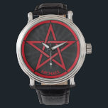 Cool Grunge Pentacle Symbol Personalised Unisex Watch<br><div class="desc">PENTAGRAM Personalised Watch - Gothic Pagan Witchcraft Witch Magic Wicca Black and Red Dark Goth Punk Divination Occult Star Pentacle Satan Satanism</div>