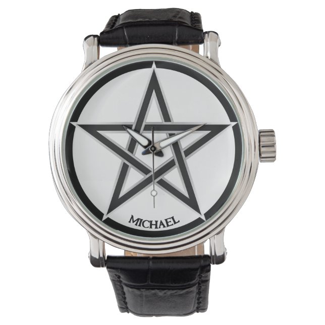 Cool Grunge Pentacle Symbol Personalised Unisex Watch (Front)