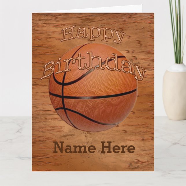 Cool Grunge Personalised Basketball Birthday Cards (Front)