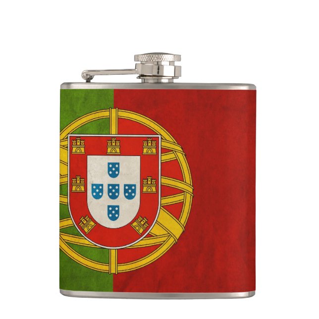 Cool Grunge Portugal Flag Bandeira de Portugal Hip Flask (Front)