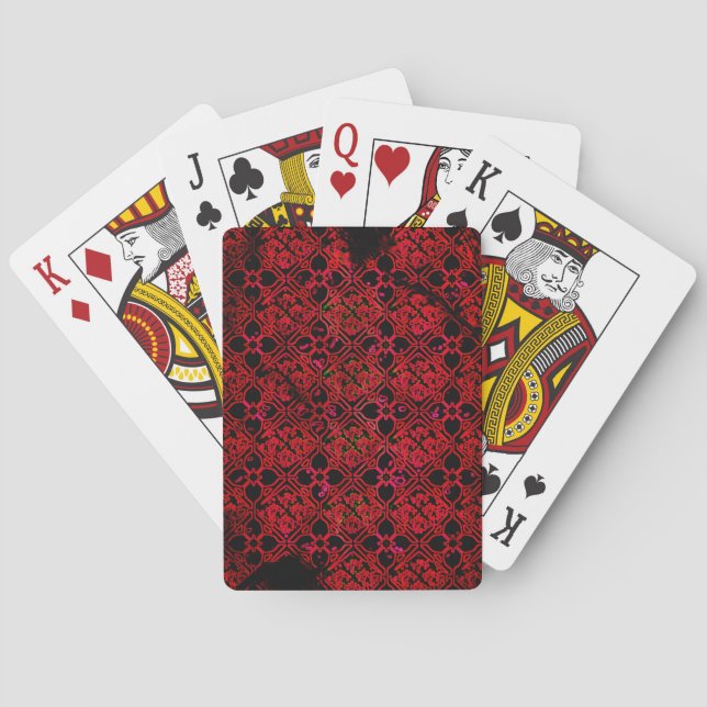 Cool Grunge Red Mediaeval Print Playing Cards (Back)