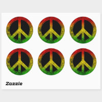 Cool Grunge Reggae Rasta Peace Symbol Stickers