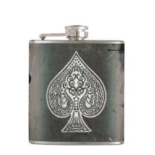 Cool Grunge Retro Artistic Poker Ace Flask