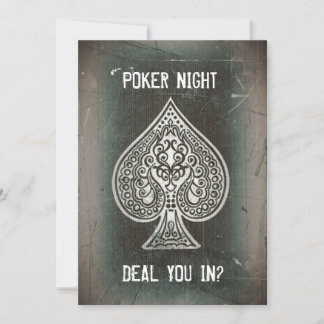 Cool Grunge Retro Poker Ace Of Spades Party Invite
