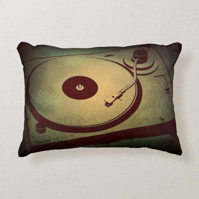 Cool Grunge Retro Turntable Decorative Cushion (Front)