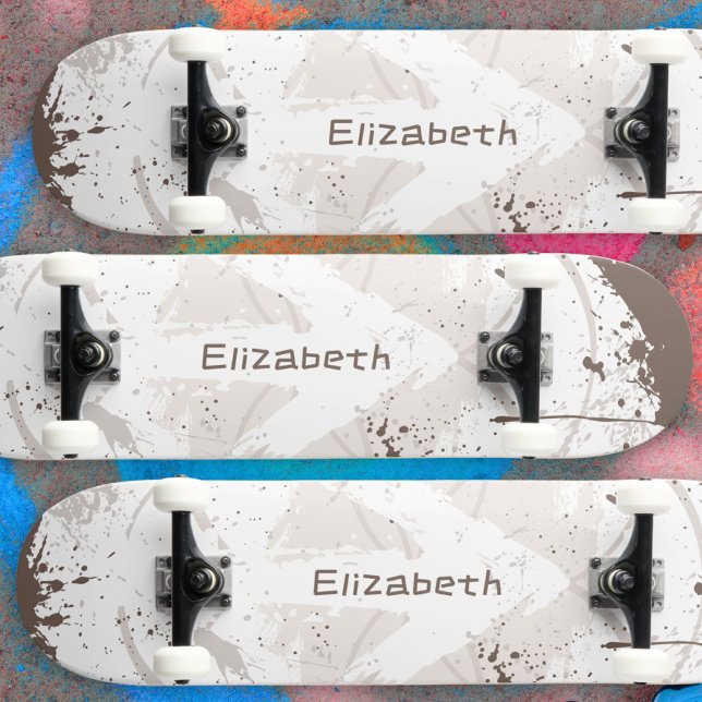 Cool Grunge Splash Arrow Cream Brown Your Name Skateboard (Cool Grunge Splash Arrow Cream Brown Your Name Skateboard ©Susanne Sachers - Sunny Wanderlust 🌞✈️)