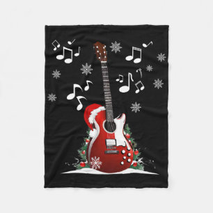Cool Guitar Christmas Guitar Lovers Christmas Fleece Blanket