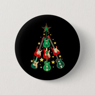 Cool Guitar Christmas Tree Guitar Lovers Christmas 6 Cm Round Badge