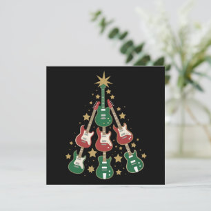 Cool Guitar Christmas Tree Guitar Lovers Christmas Holiday Card