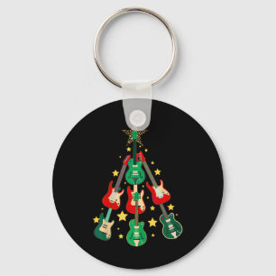 Cool Guitar Christmas Tree Guitar Lovers Christmas Key Ring
