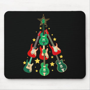 Cool Guitar Christmas Tree Guitar Lovers Christmas Mouse Mat