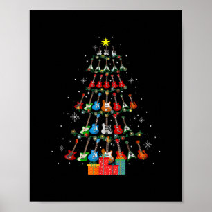 Cool Guitar Christmas Tree Merry Xmas Gifts Xmas L Poster