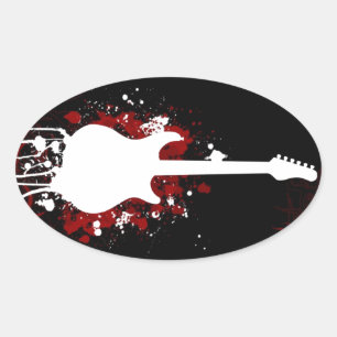 Cool Guitar Design Oval Sticker