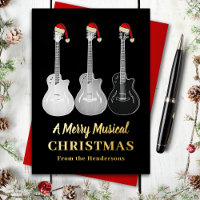 Cool Guitar Merry Christmas Personalised Gold