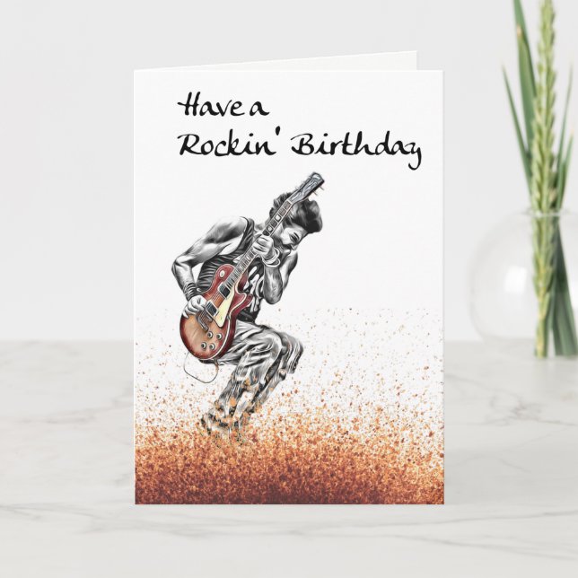 Cool Guitar Musician Rocker Guitarist Birthday Car Card (Front)