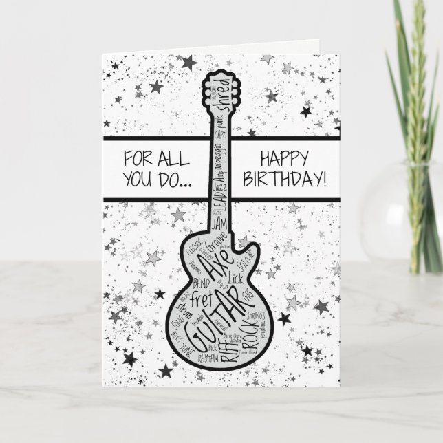 Cool Guitar Musician Rocker Guitarist Birthday Card (Front)
