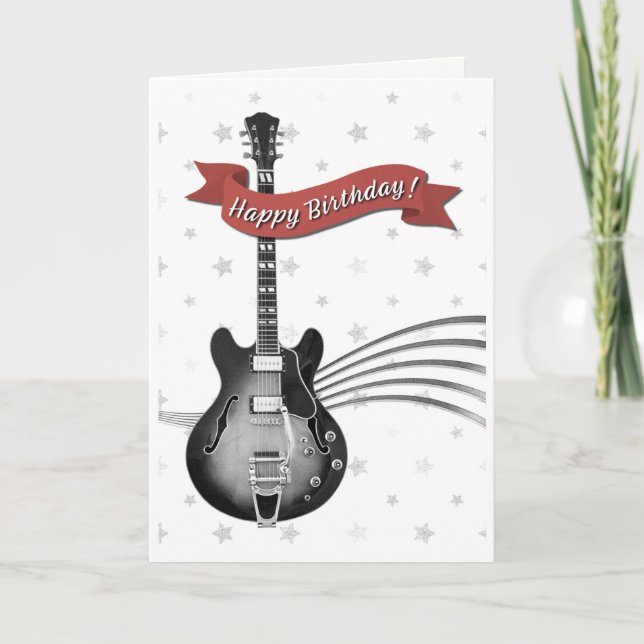 Cool Guitar Musician Rockstar Rock & Roll Birthday Card (Front)
