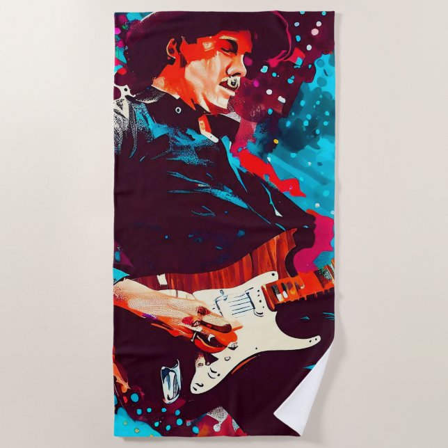 cool guitarist beach towel (Front)