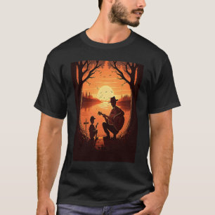 Cool Guitarist Father Dad Playing Guitar In Sunset T-Shirt