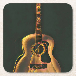 Cool guitarist gift square paper coaster