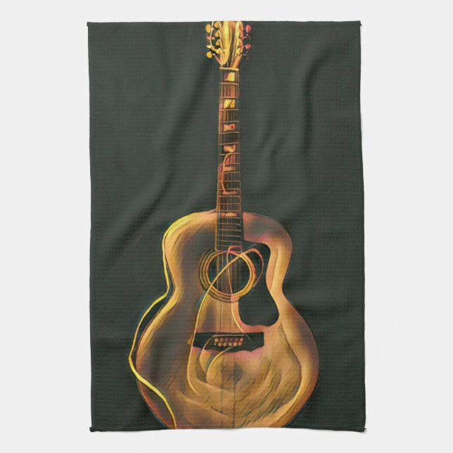 Cool guitarist gift tea towel (Vertical)